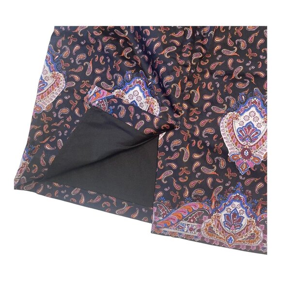 J Crew The Pencil Skirt Women Black Medallion Paisley Print SZ 14-Lined-Business - Picture 7 of 9